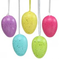 Easter egg to hang up plastic egg assorted colors H6cm 12 pieces
