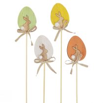 Product Flower plug Easter decoration wooden egg with bunny colorful 5×7cm 12pcs