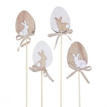 Product Flower plug Easter decoration wooden egg with bunny natural 5×7cm 12pcs
