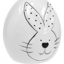 Decorative egg ceramic with rabbit, Easter decoration modern, Easter egg with rabbit motif Ø11cm H12.5cm set of 4