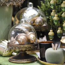 Decorative pendant acorn, autumn fruits, Christmas tree decorations with gold decor H8cm Ø6cm 4pcs