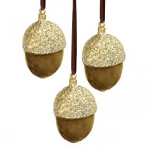Acorns to hang, Advent, tree decorations, autumn decorations H6.5cm Ø4cm 6pcs