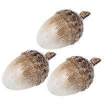 Decorative acorn covered with snow Ceramic decoration autumn 14 × 7.5 × 7.5cm 3pcs