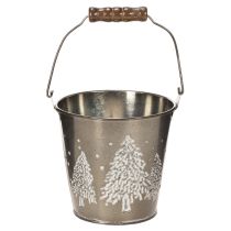 Product Decorative bucket with fir trees and wooden handle, 13cm