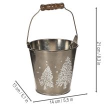 Product Decorative bucket with fir trees and wooden handle, 13cm