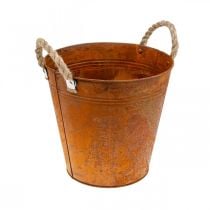 Planter with handles, planter bowl, metal vessel with rust decoration Ø25cm H24cm