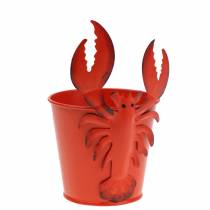 Product Decorative bucket lobster metal red Ø8cm H13cm 3 pcs