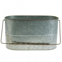 Product Plant bowl with handle, metal pot, planter silver, brown H22/20cm L42/40cm set of 2