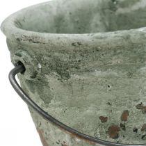 Bucket for planting, ceramic vessel, bucket decoration antique look Ø11.5cm H10.5cm 3pcs