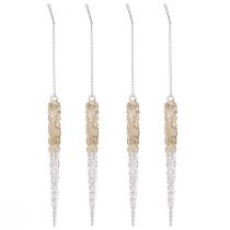 Product Decorative icicles for hanging champagne glitter 14.5cm 4pcs
