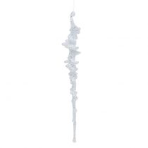Icicles white with glitter to hang up 26.5cm 1p