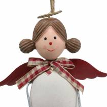 Product Christmas figures angel and reindeer to hang white, red Ø4.7cm H20 / 18cm 2pcs