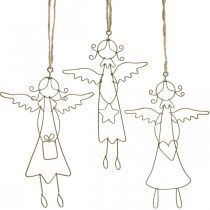 Angel pendant Christmas angel wire figures gold 15cm 6pcs