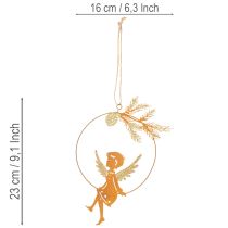 Product Angel Decorative Ring, Metal, Rust Finish, Christmas Decoration, 23.5 x 16.5 cm, 3 Pieces