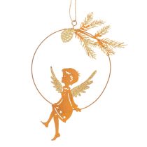 Product Angel Decorative Ring, Metal, Rust Finish, Christmas Decoration, 23.5 x 16.5 cm, 3 Pieces