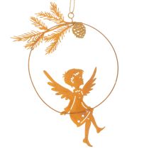 Product Angel Decorative Ring, Metal, Rust Finish, Christmas Decoration, 23.5 x 16.5 cm, 3 Pieces