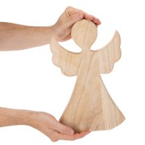 Product Wooden angel decorative figure made of light natural wood, Christmas decoration, 30cm