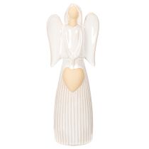 Product Angel figurine with heart decoration in cream white, 23cm