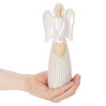 Product Angel figurine with heart decoration in cream white, 23cm