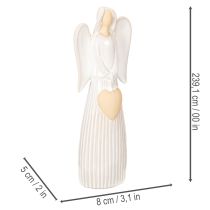 Product Angel figurine with heart decoration in cream white, 23cm