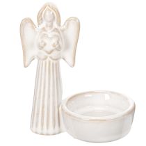 Product Angel bowl decoration with small figure and round tealight holder 10cm 3pcs