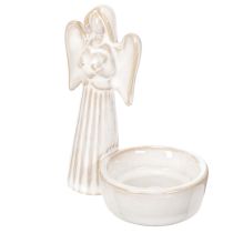 Product Angel bowl decoration with small figure and round tealight holder 10cm 3pcs