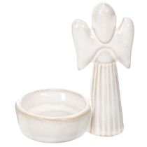 Product Angel bowl decoration with small figure and round tealight holder 10cm 3pcs