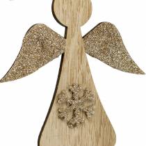 Product Deco hanger wooden angel glitter 10cm 12pcs