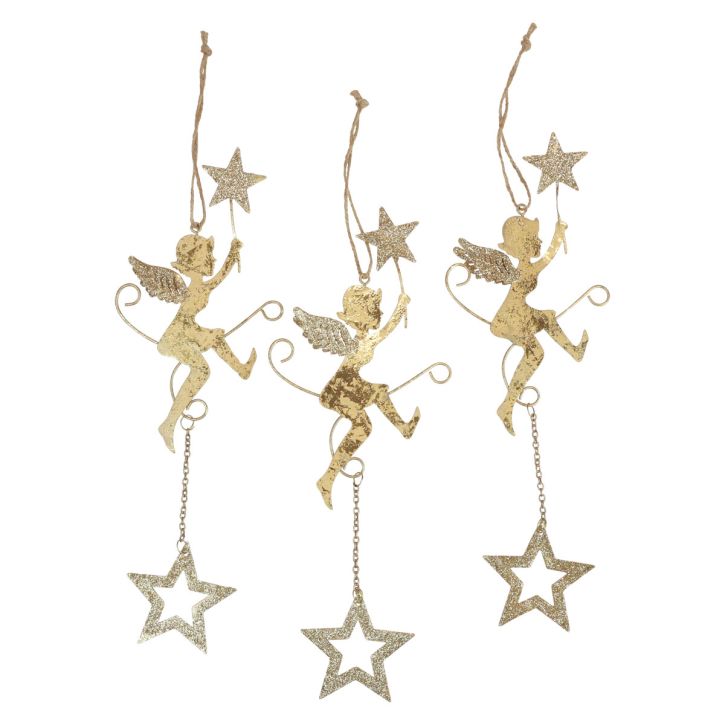 Angel pendant star Christmas decoration to hang H28cm 3pcs
