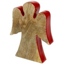 Product Angel decoration figure wood red, nature 15cm