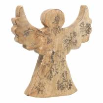 Wooden angel with glitter inlays, natural mango wood 19.4 × 18.3cm