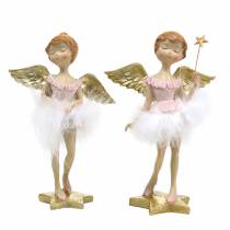 Product Decorative ballerina angel pink, golden Ø11.5 H15cm 2pcs