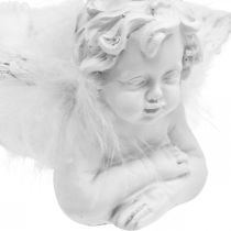Product Angel lying, Christmas decoration, angel decoration with feathers, Advent white H8 / 8.5cm L14 / 12.5cm set of 2