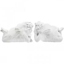 Product Angel lying, Christmas decoration, angel decoration with feathers, Advent white H8 / 8.5cm L14 / 12.5cm set of 2
