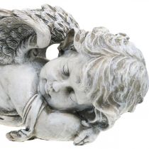 Grave decoration angel sleeping grave angel gray polyresin 39×14x13cm