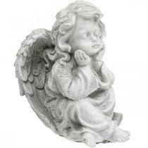 Angel figure small grave decoration garden figure gray H9cm 3pcs