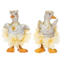 Product Decorative Duck Figurines in Floral Dress – Set of 2, 11cm