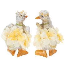 Product Decorative duck figurine in a floral dress, spring, detailed summer decoration accessory, 11cm, 2 pieces