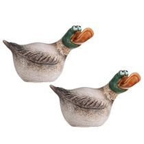 Product Duck Decoration Ceramic Spring Drake Brown Green L15cm 2 Pcs