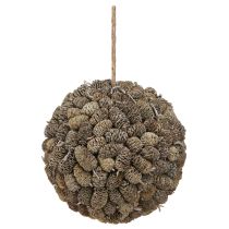 Product Alder cone decorative ball for hanging, white washed, 20cm