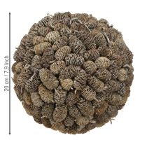 Product Alder cone decorative ball for hanging, white washed, 20cm