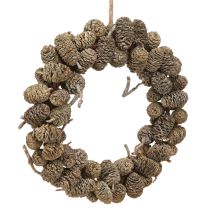 Product Alder cone wreath for hanging, white washed Ø18cm