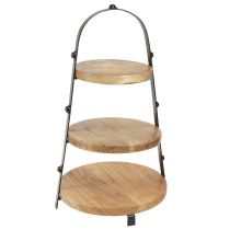 Product Etagere 3-tiered wood decoration natural black Ø30cm H52cm