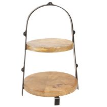 Product Etagere Wood Metal Natural Black 2-tier Ø25.5cm H38cm