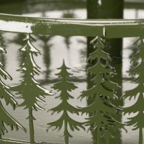 Product Metal tiered serving stand, green, three tiers, fir decor, round, 49cm