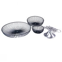 Product Cake Stand 3 Tier Metal Black Silver Ø37cm H53.5cm