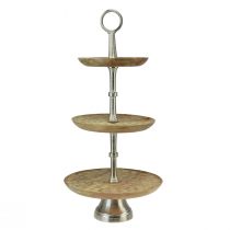 Product Cake stand mango wood natural table decoration Ø19/23/28cm H55cm