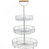 Cake stand made of lattice baskets, metal decoration washed white Shabby Chic H54cm Ø30/25/20cm
