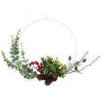 Decorative wreath eucalyptus, berries and cones artificially Ø30cm