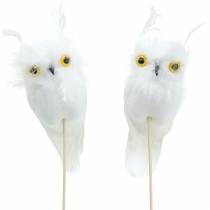Decorative plug owl white 10cm 2pcs